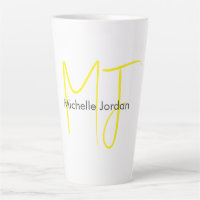 Attractive Monogram Yellow White Modern Minimalist