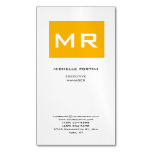 Attractive Monogram Yellow White Modern Minimalist Magnetic Business Card