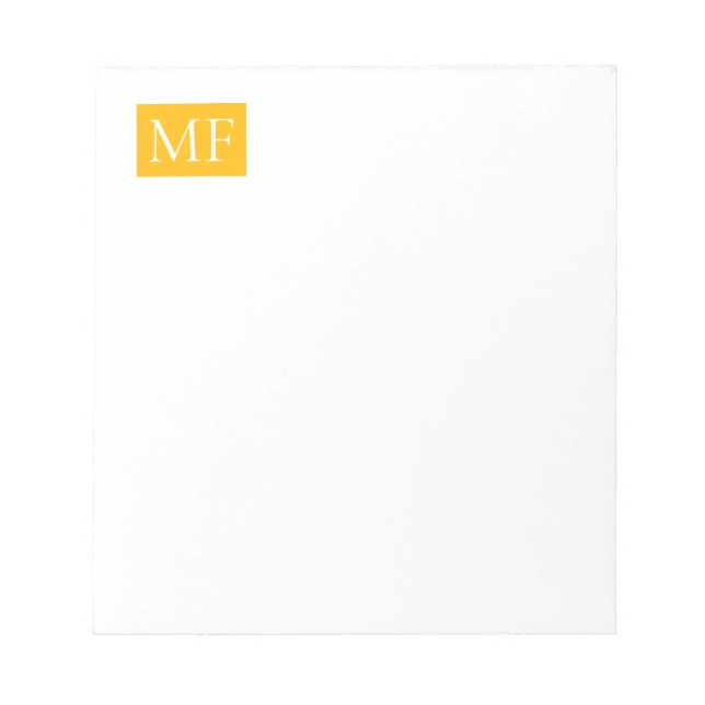 Attractive Monogram Yellow White Modern Minimalist Notepad (Front)