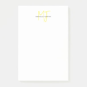 Attractive Monogram Yellow White Modern Minimalist Post-it Notes
