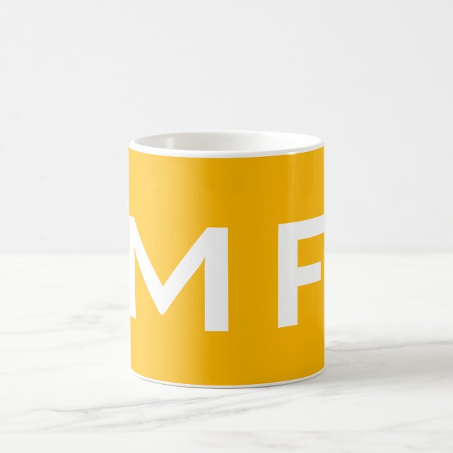 Attractive Monogram Yellow White Modern Plain Coffee Mug (Center)