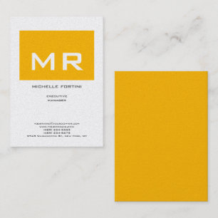 Attractive Monogram Yellow White Premium Pearl Business Card