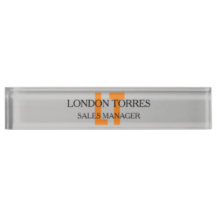 Attractive Monogrammed Grey Plain Nameplate