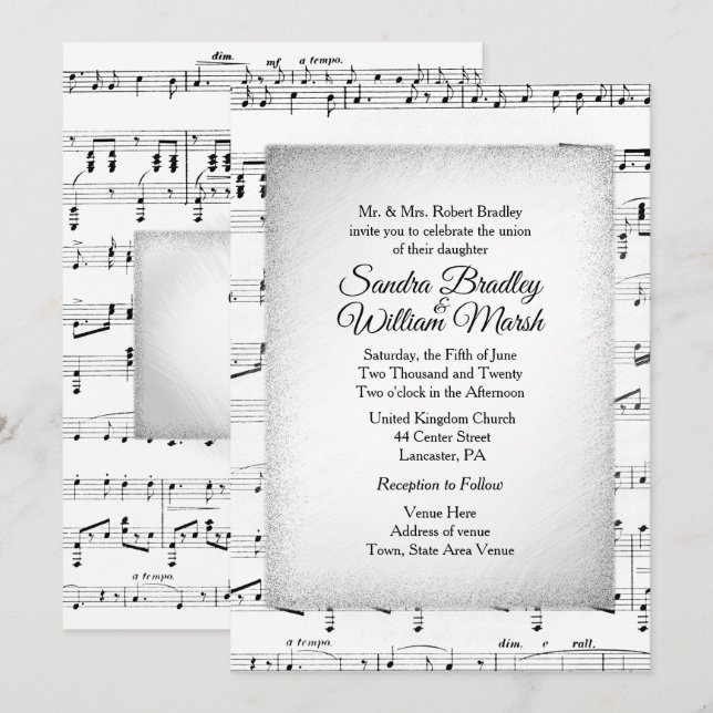Attractive Sheet Music Wedding Theme Invitation (Front/Back)