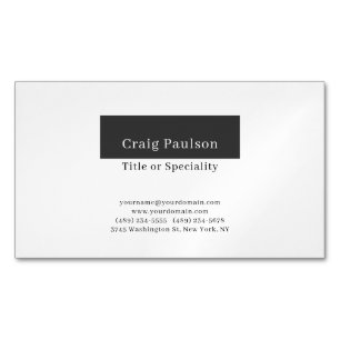 Attractive Simple Black White Modern Professional Magnetic Business Card