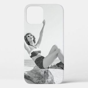 Attractive young woman in bikini on the beachvinta iPhone 12 case