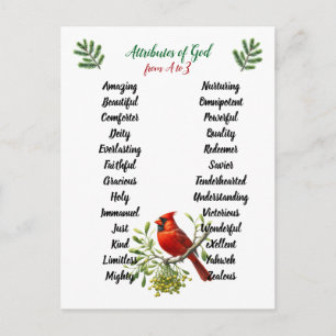 Attributes of God Christmas Birds and Branches Postcard