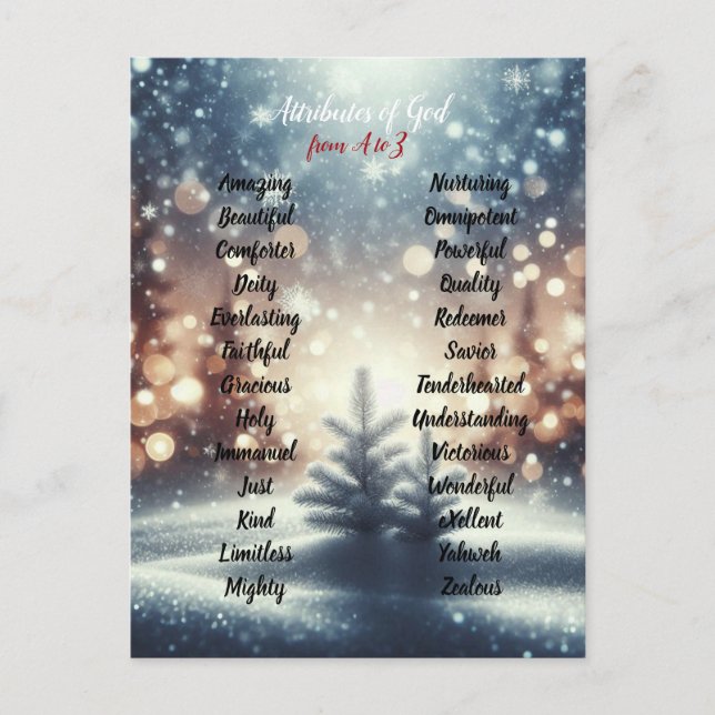 Attributes of God Christmas Winter Days Postcard (Front)