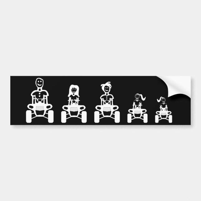 ATV Family Stick Figure Bumper Sticker (Front)