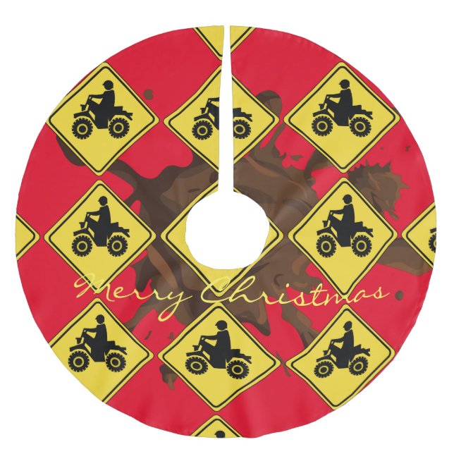 ATV Mudding Sign Thunder_Cove  Brushed Polyester Tree Skirt (Front)