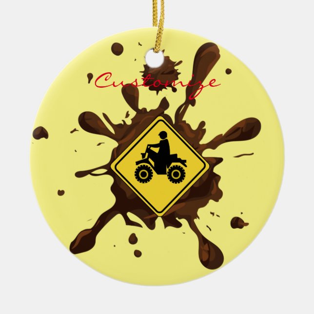 ATV Mudding Sign Thunder_Cove Ceramic Tree Decoration (Front)