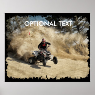 ATV on Dirt Road in Dust Cloud w/Edges Poster