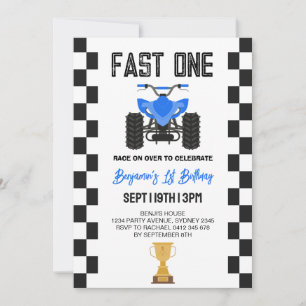 ATV Quad 4 Wheeler 1st Birthday Party Invitation
