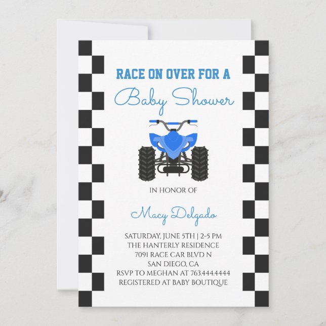 ATV Quad 4 Wheeler Baby Shower Invitation (Front)
