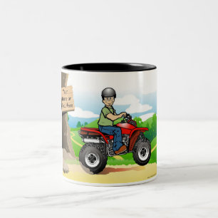 ATV Rider - Male Cartoon by PrintedPerfection.com Two-Tone Coffee Mug