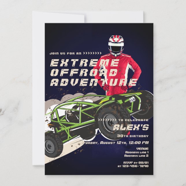 ATV UTV Offroad Adventure Extreme Sports Car Club Invitation (Front)