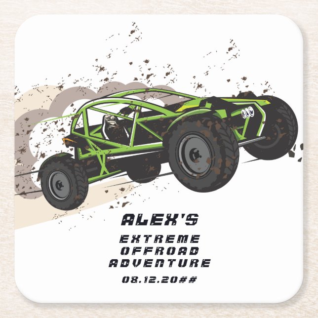 ATV UTV Offroad Adventure Extreme Sports Car Club Square Paper Coaster (Front)