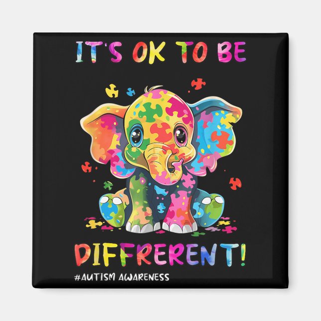 Au Awareness Cute Elephant Animal Be Different Magnet (Front)