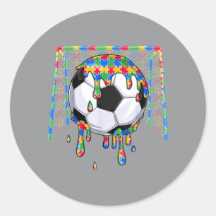 Au Awareness Day Autistic Kids Boys Puzzles Drip Classic Round Sticker
