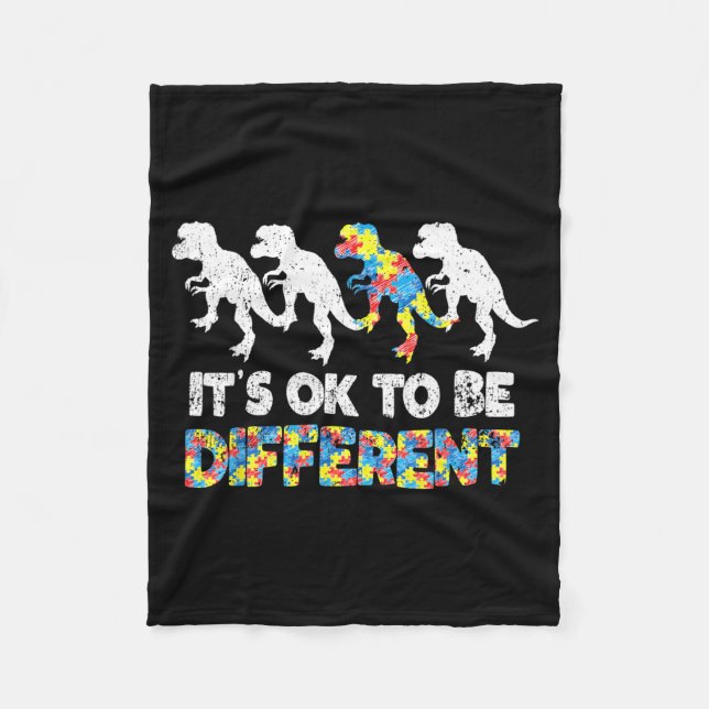 Au Awareness Dinosaur Gift Be Different Fleece Blanket (Front)
