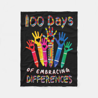 Au Awareness Embrace Differences 100 Days Of Fleece Blanket