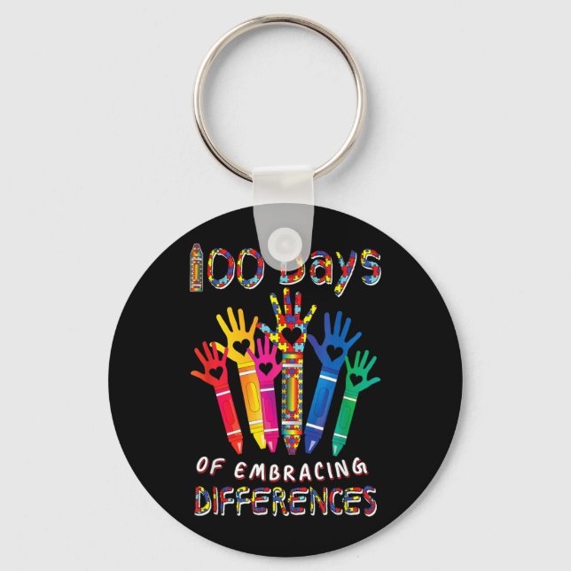 Au Awareness Embrace Differences 100 Days Of Key Ring (Front)