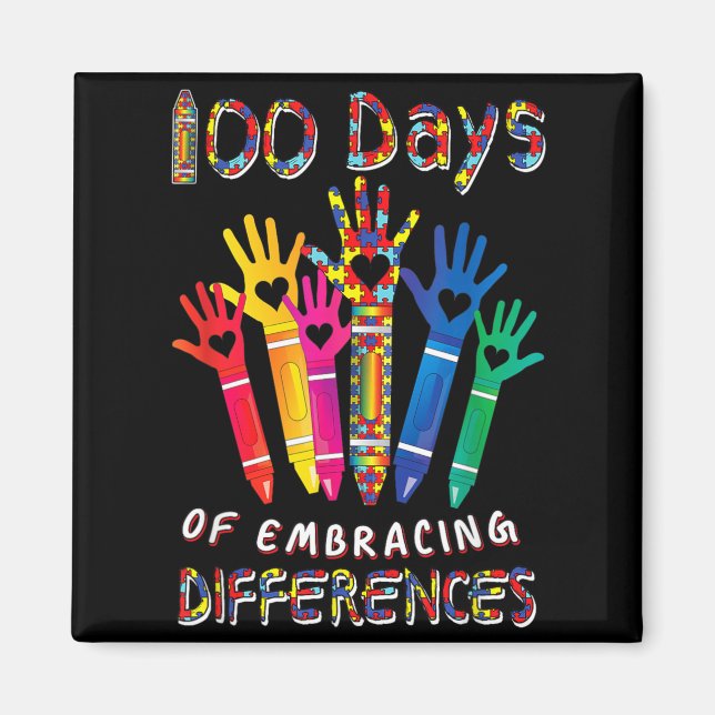 Au Awareness Embrace Differences 100 Days Of Magnet (Front)