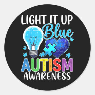 Au Awareness Light Bulb Shine Blue Classic Round Sticker