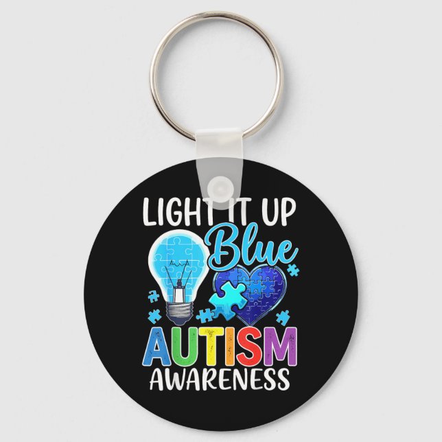 Au Awareness Light Bulb Shine Blue Key Ring (Front)