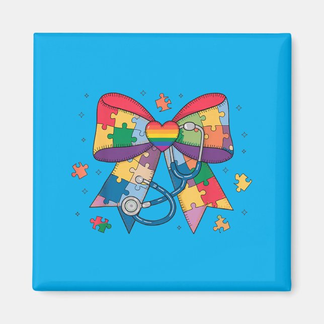 Au Awareness Month Nurse Coquette Bow Sthetoscope Magnet (Front)