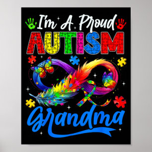 Au Awareness Proud Grandma Butterflies Family Poster
