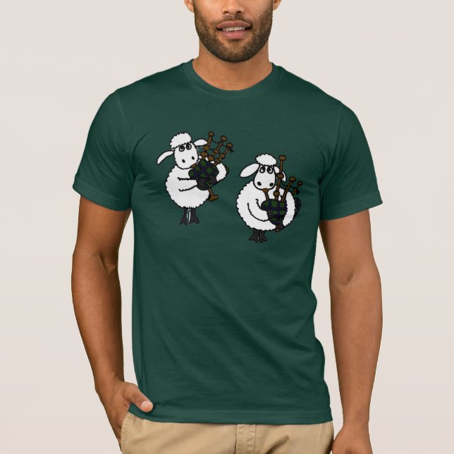 AU- Awesome Sheep Playing Bagpipes T-Shirt (Front)