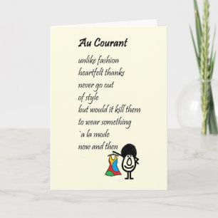 Au Courant - a funny thank you poem Card