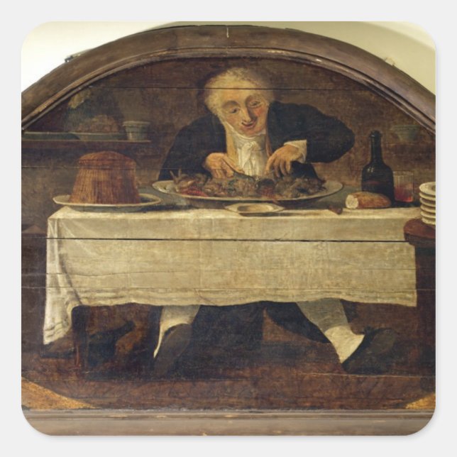 Au Gourmand', shop sign for Corcellet Square Sticker (Front)