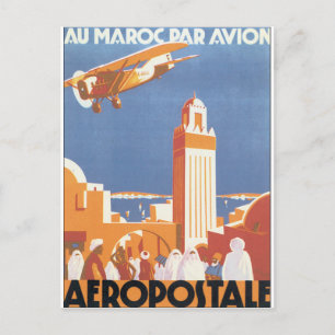 Au Maroc Par Avion Vintage Travel Poster Postcard