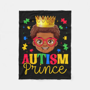 Au Prince Au Awareness Puzzles Autistic Afro Boys Fleece Blanket
