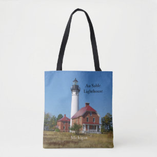 Au Sable Lighthouse all over tote bag
