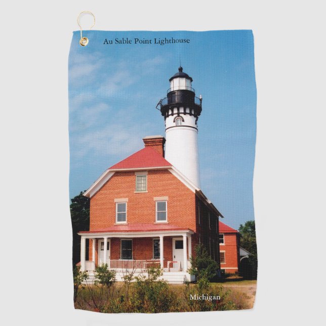 Au Sable Point Lighthouse golf towel (Front)