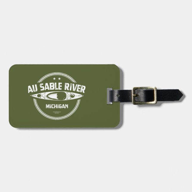 Au Sable River Michigan Kayaking Luggage Tag (Front Horizontal)