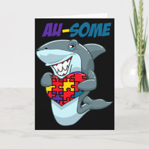 Au Some Shark Awesome Autistic Puzzle Autism Aware Card