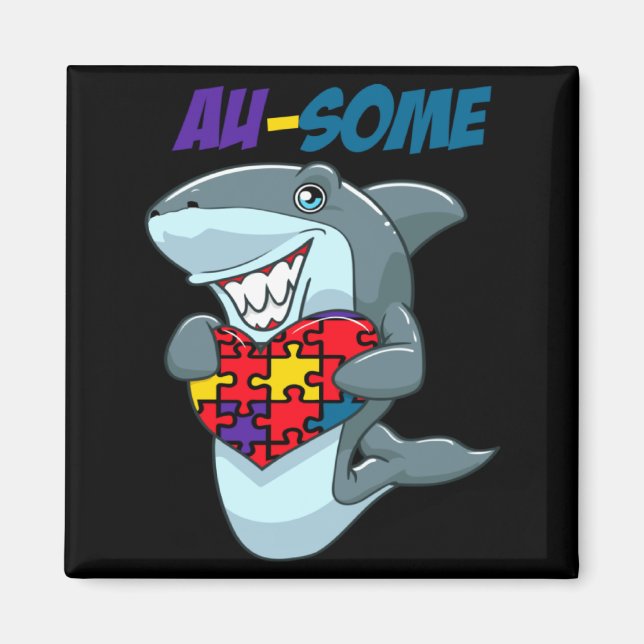 Au Some Shark Awesome Autistic Puzzle Autism Aware Magnet (Front)