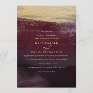 Aubergine and Gold Look   Luxe Wedding Invitation