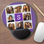 Aubergine and White Photo Collage Custom Monogram Gel Mouse Pad<br><div class="desc">You can use Instagram photos for this design. Use 8 square photos to create a unique and personal gift. Or you can keep the hipster puppy and make a trendy keepsake. If you need to adjust the pictures,  click on the customise tool to make changes.</div>