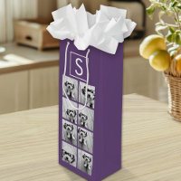 Aubergine and White Photo Collage Custom Monogram