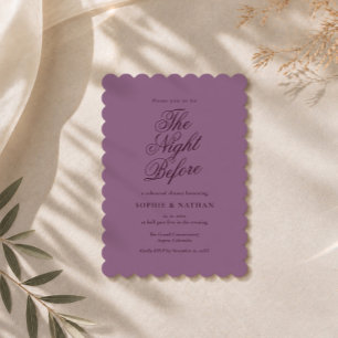 Aubergine Calligraphy Rehearsal Dinner Invite