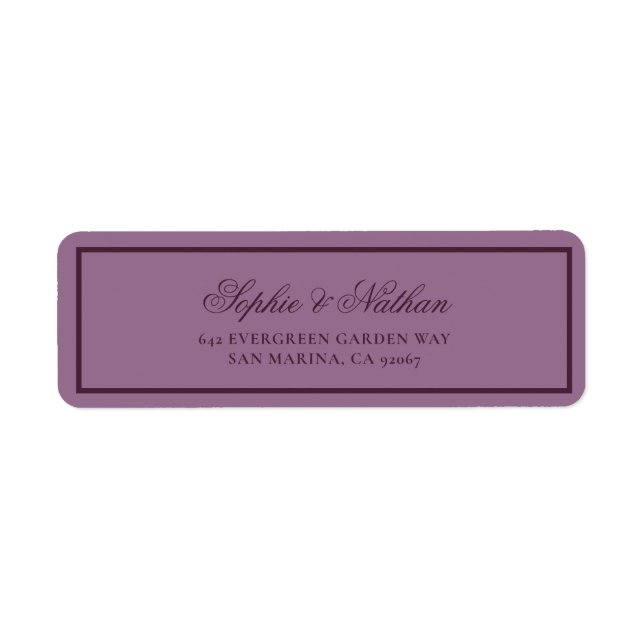 Aubergine Calligraphy Return Address Label (Front)