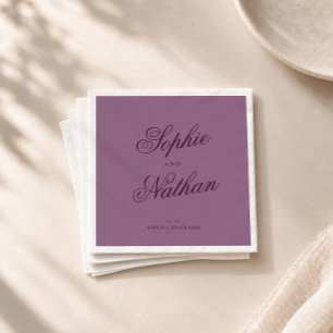 Aubergine Calligraphy Wedding Napkins