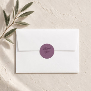 Aubergine Calligraphy Wedding Thank You Sticker