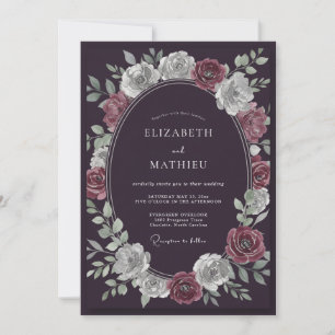 Aubergine Dramatic Midnight Wedding Invitation