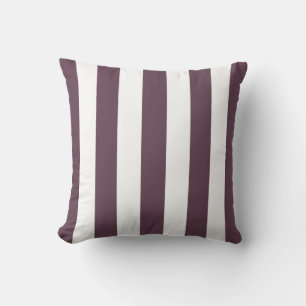 Aubergine Eggplant and White XL Stripes Pattern Cushion
